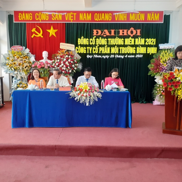 CÔNG TY CỔ PHẦN MÔI TRƯỜNG BÌNH ĐỊNH TỔ CHỨC ĐẠI HỘI ĐỒNG CỔ ĐÔNG THƯỜNG NIÊN NĂM 2021